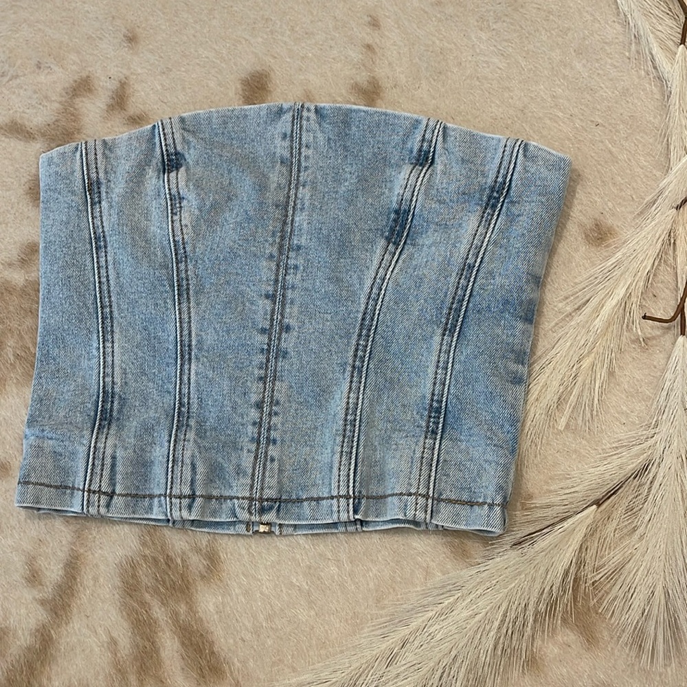 Meshki denim crop top